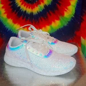 Holographic iridescent glitter sneakers